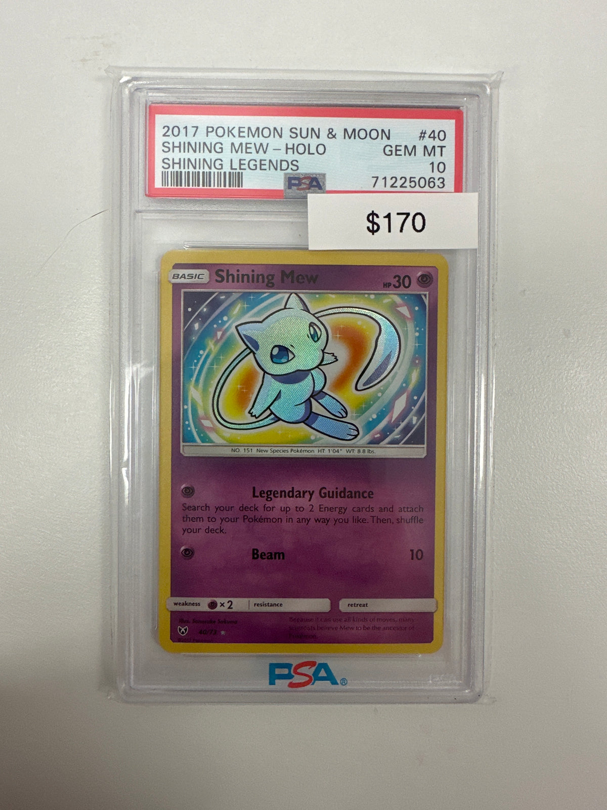 2017 Pokemon Sun & Moon Shining Legends Shining Mew #40 PSA 10