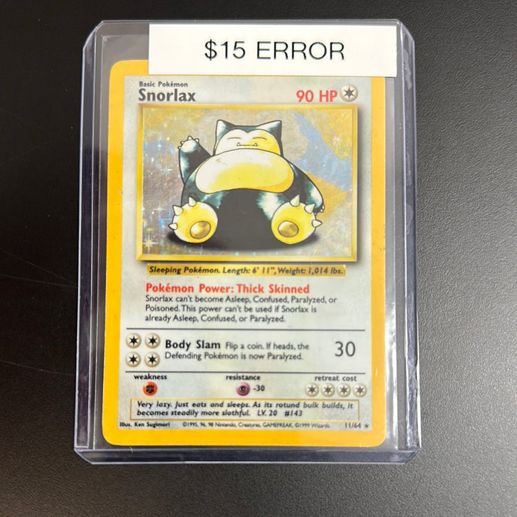 Pokémon Jungle Snorlax Holo Error 11/64