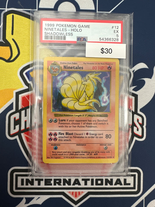 Pokemon Base Set Shadowless Ninetales Holo 12/102 PSA 5