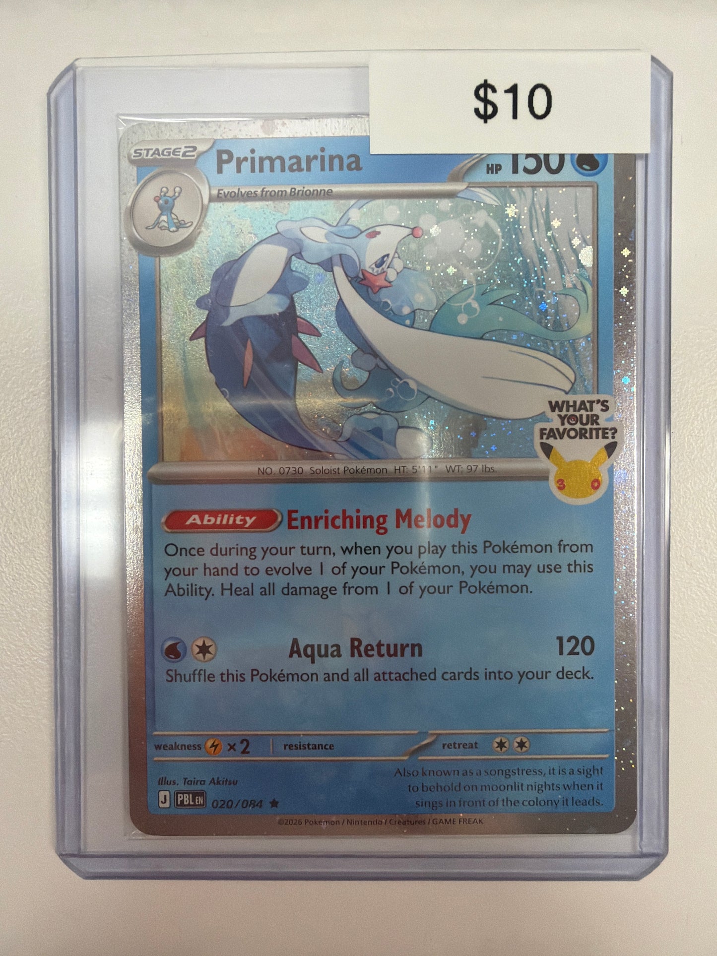 Pokemon Primarina Cosmo Holo 020/084