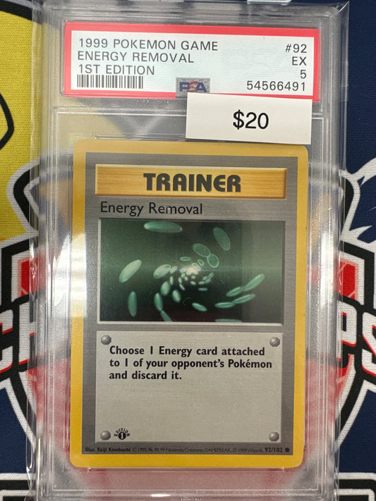 Pokemon Energy Removal 92/102 1st Edition PSA 5
