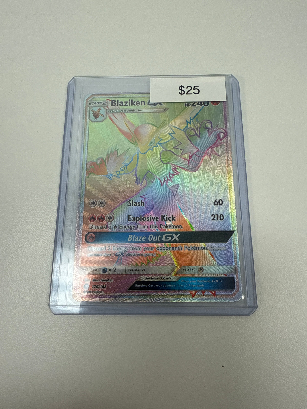 Pokemon Blaziken GX Rainbow Rare #170/168