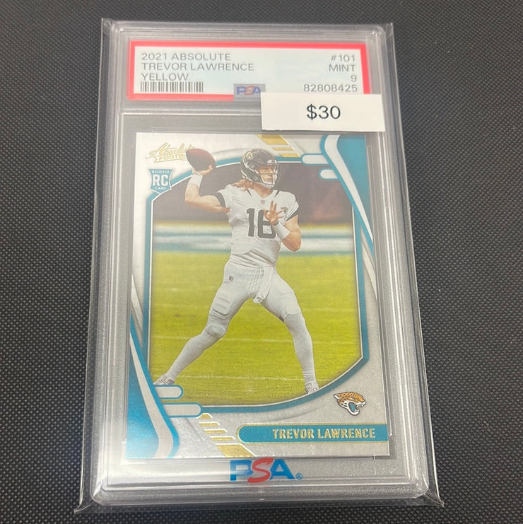 2021 Football Absolute Trevor Lawrence Yellow Rookie PSA 9
