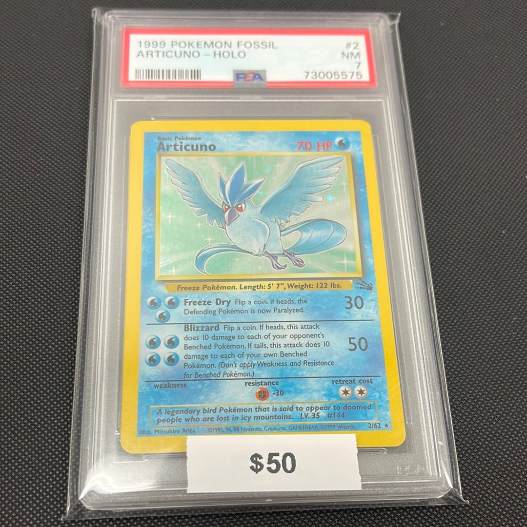 Pokémon Articuno Fossil Holo 2/62 PSA 7