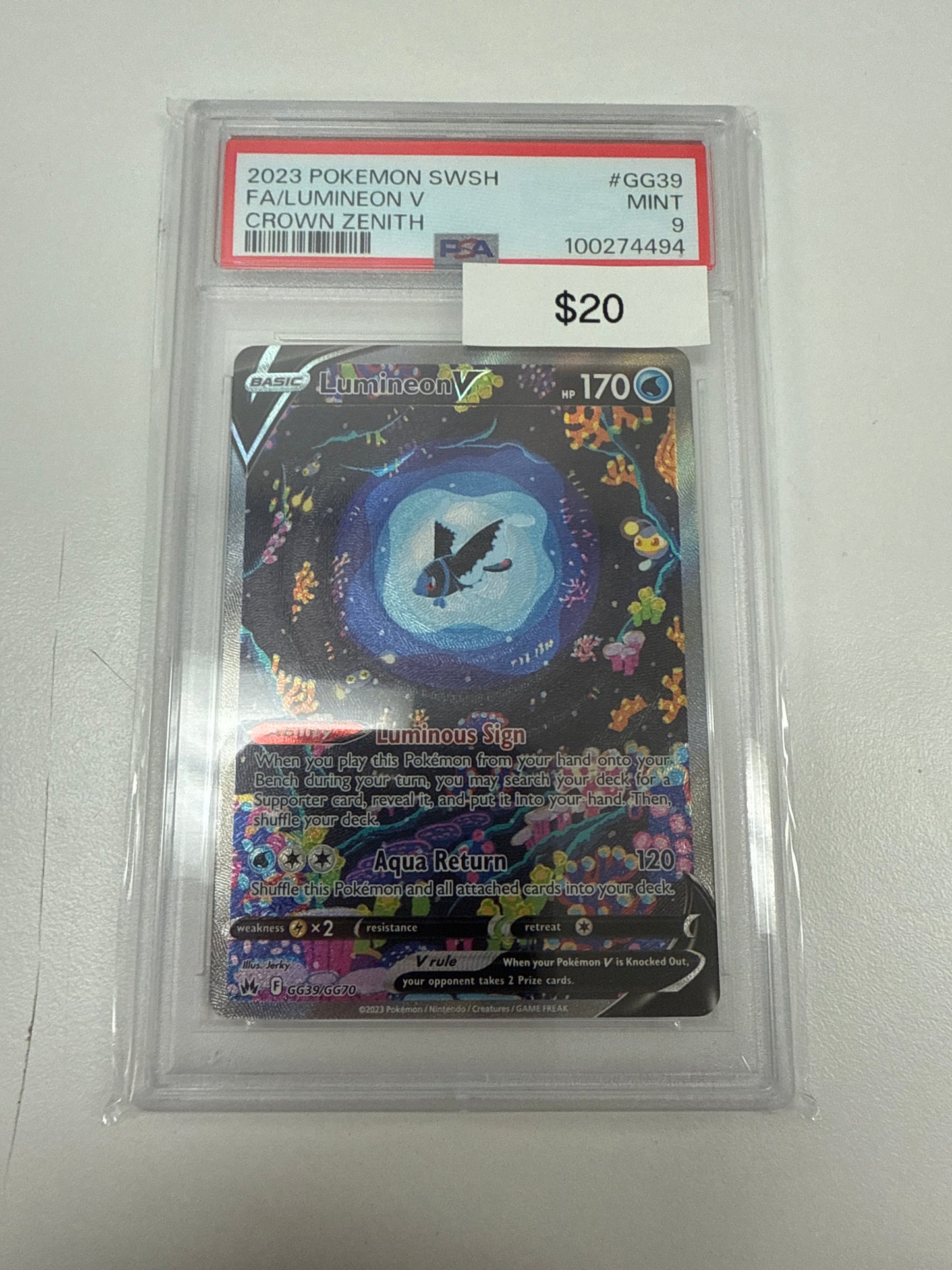 Pokemon Lunineon V #gg39/gg70 PSA 9