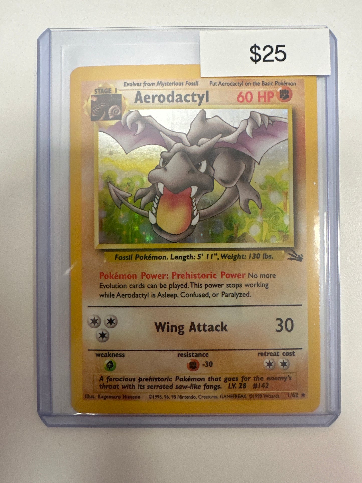 Pokemon Fossil Aerodactyl Holo 1/62