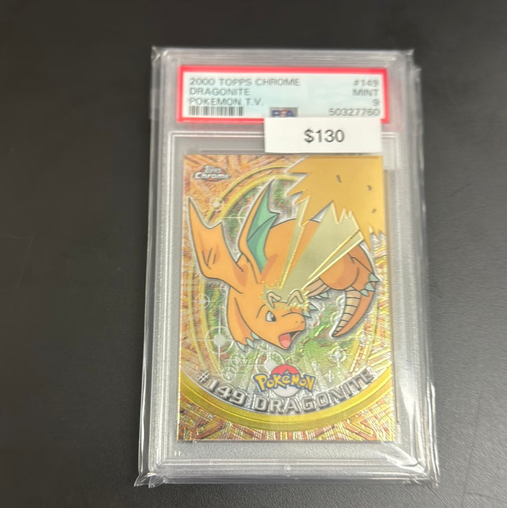 2000 Pokémon Topps Chrome Dragonite Pokemon TV 149 PSA 9