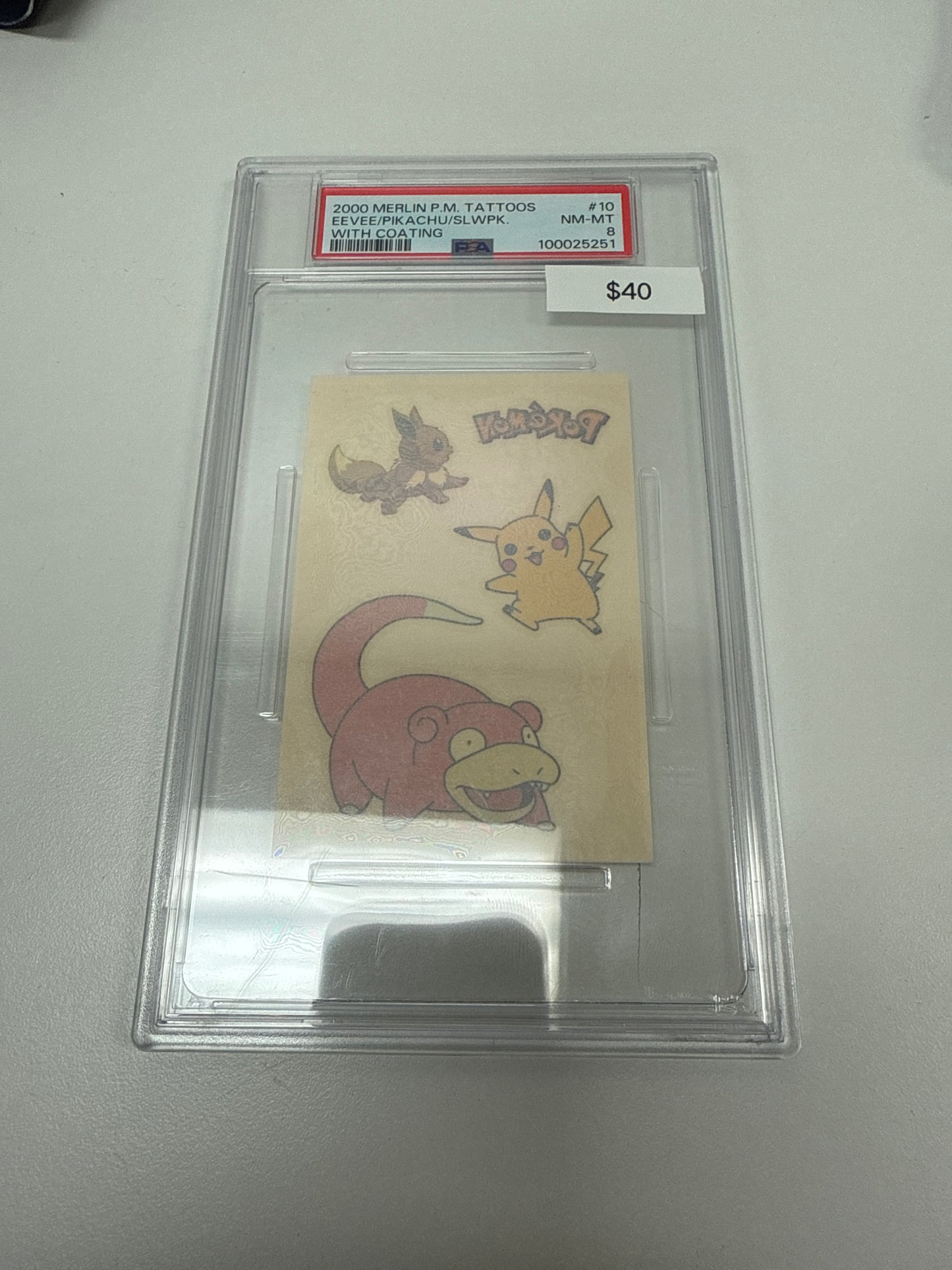Pokemon Tattoos Slowpoke, Eevee, Pikachu #10 PSA 8
