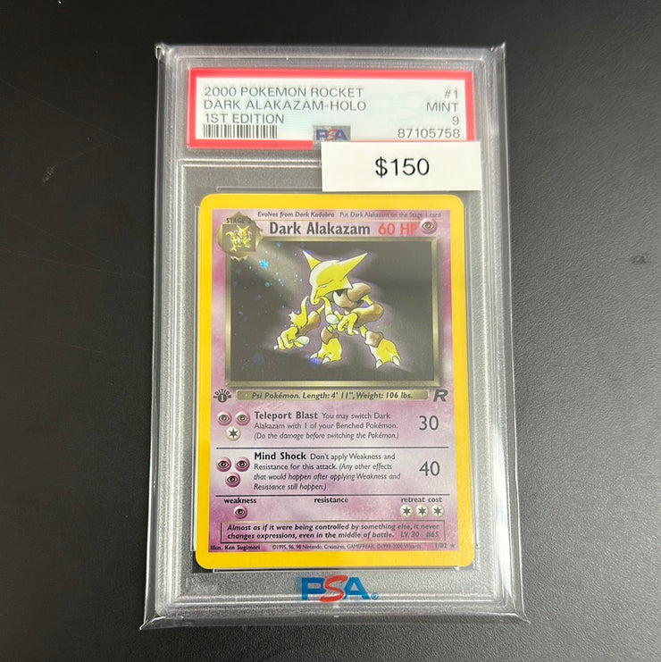 Pokémon Rocket Dark Alakazam Holo 1/82 PSA 9