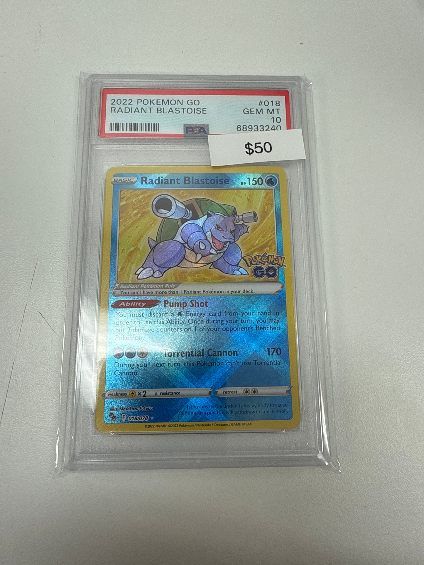 Pokemon Radiant Blastoise #018/078 PSA 10