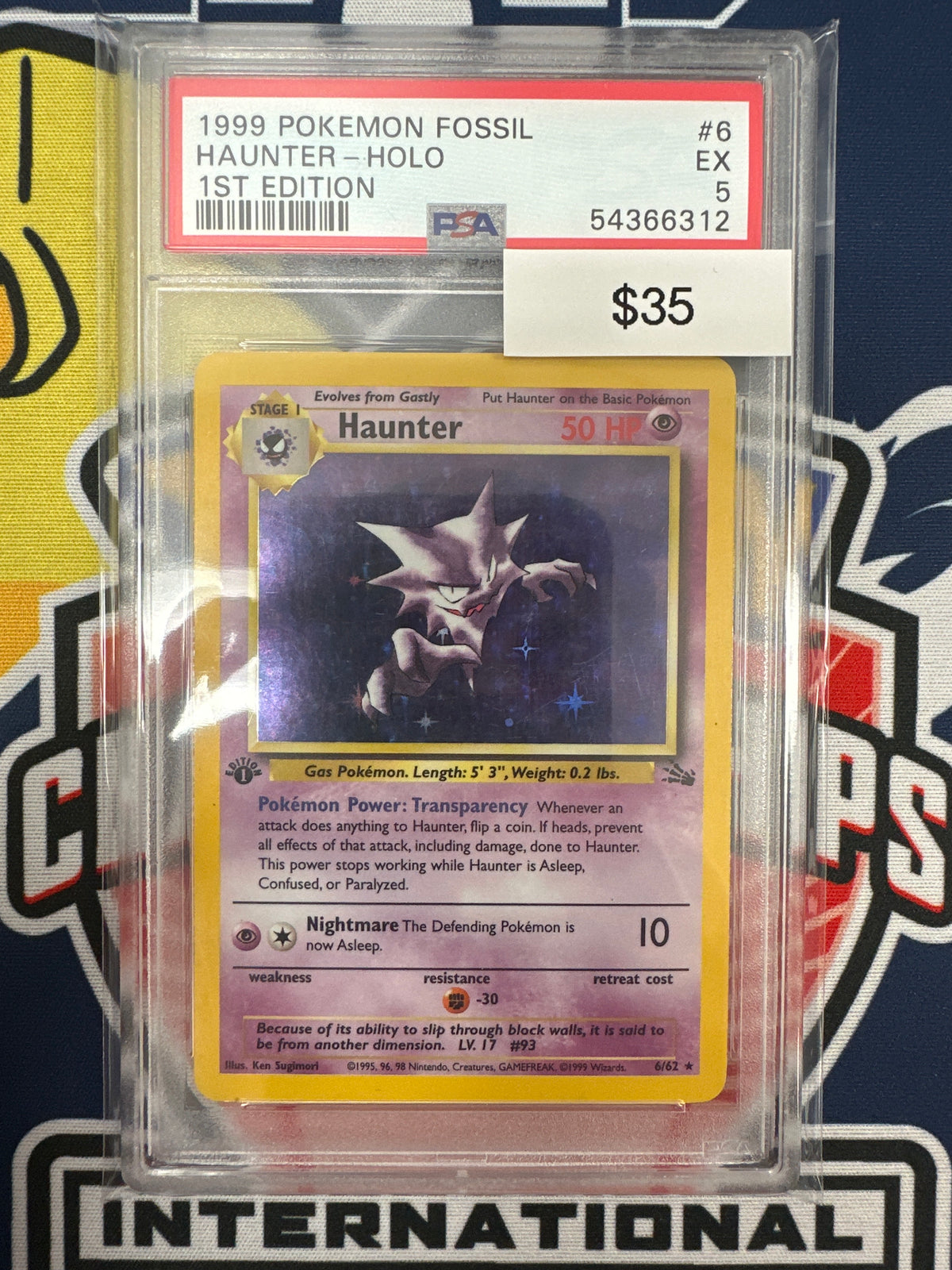 Pokemon Fossil 1st Edition Haunter 6/62 PSA 5
