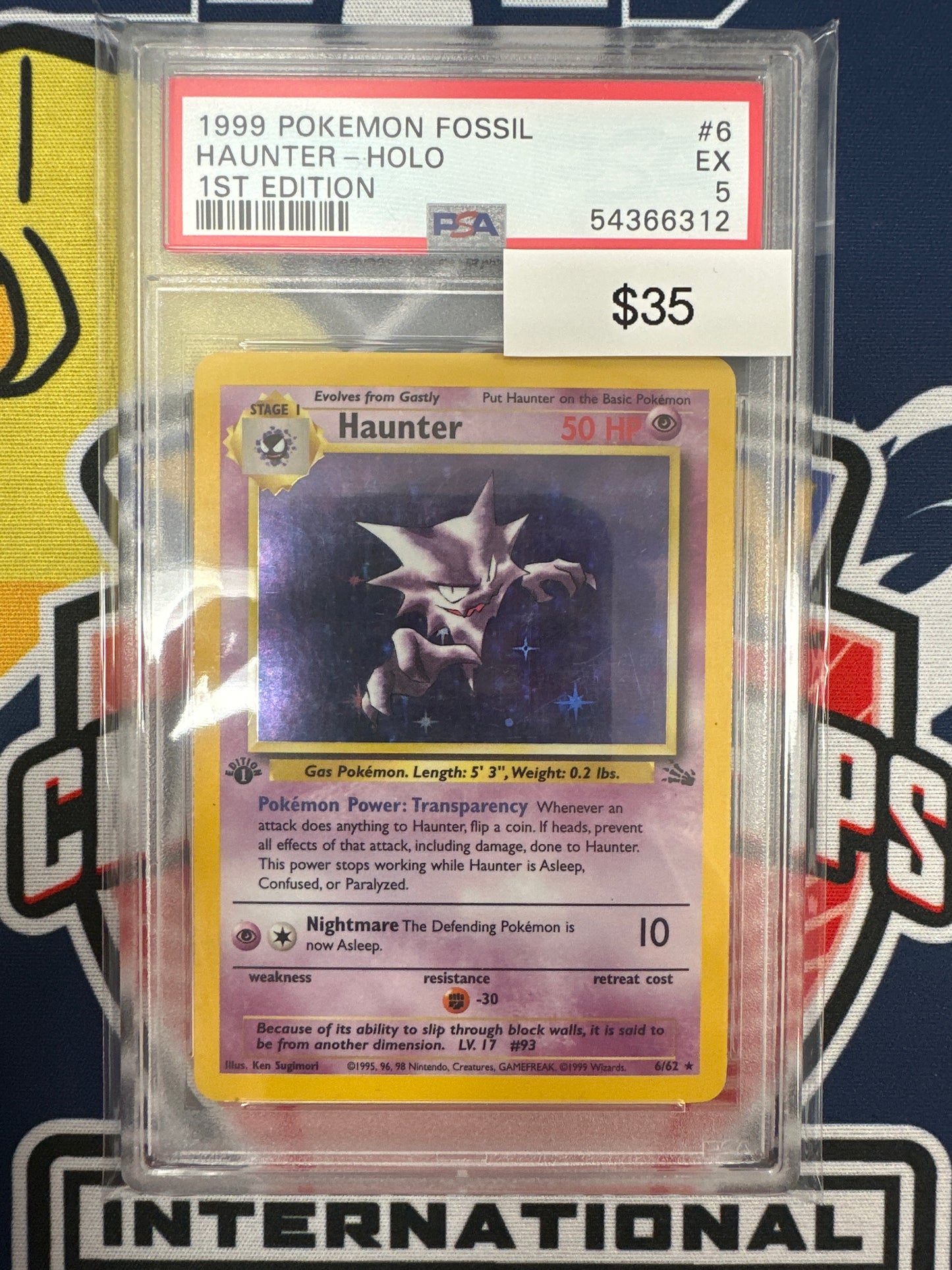 Pokemon Fossil 1st Edition Haunter 6/62 PSA 5