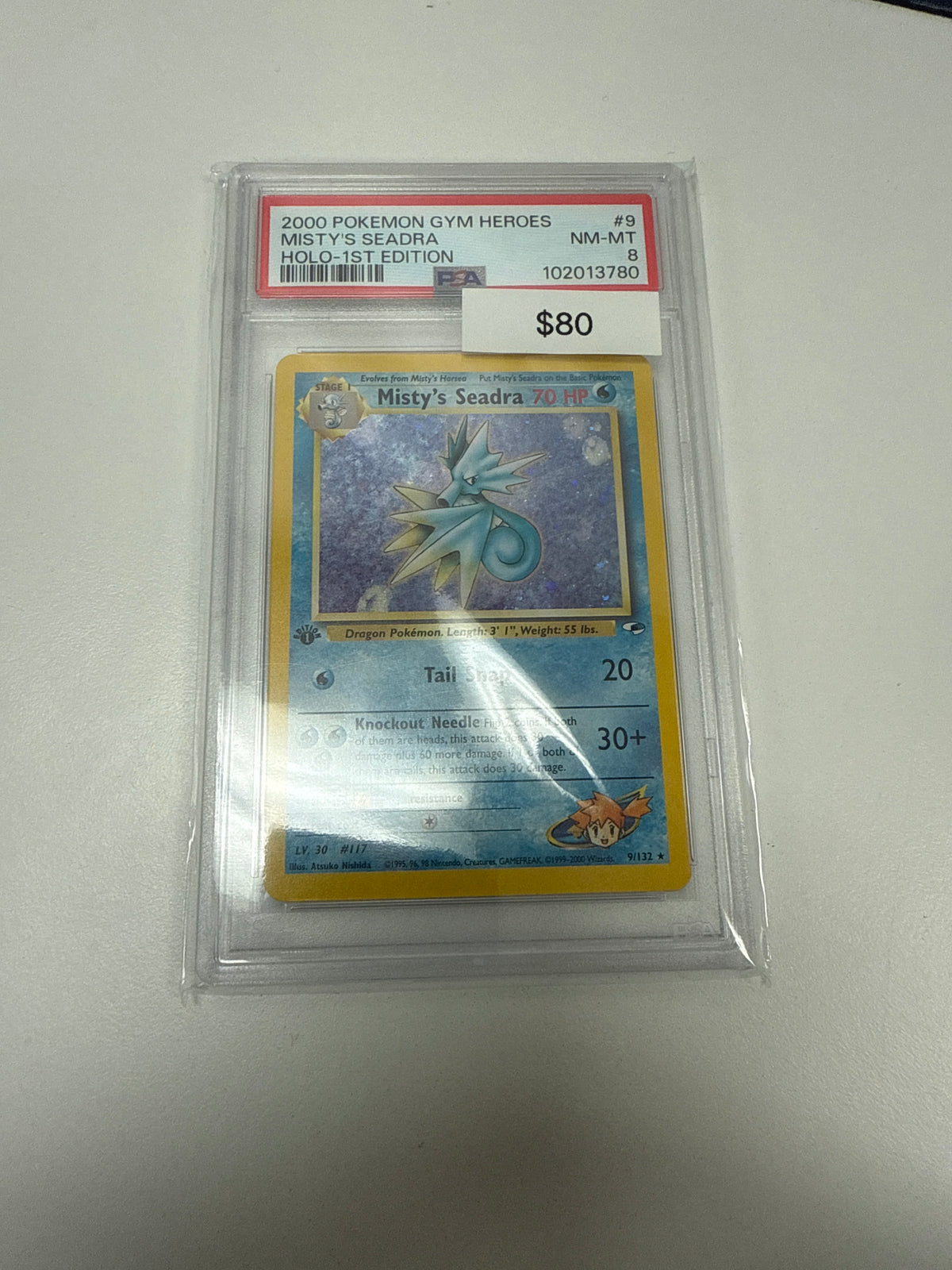 Gym Heroes Misty’s Seadra 1st Ed Holo #9/132 PSA 8