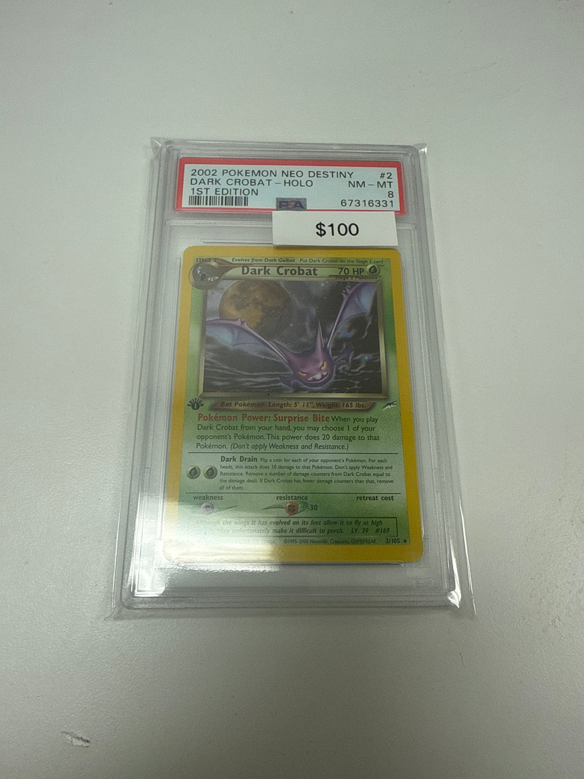 Neo Destiny Dark Crobat Holo 1st Edition PSA 8
