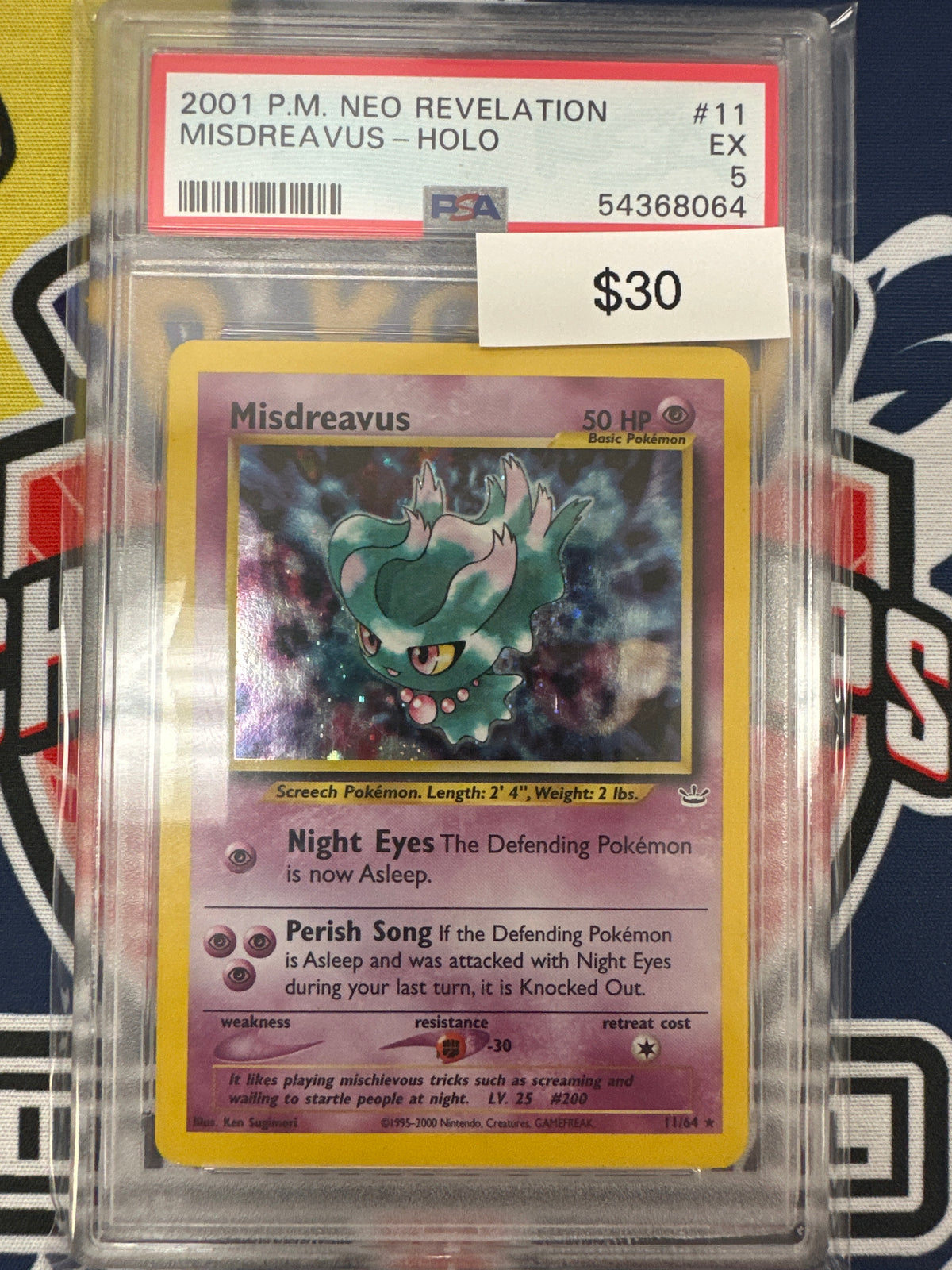 Pokemon Misdreavus 11/64 Holo PSA 5