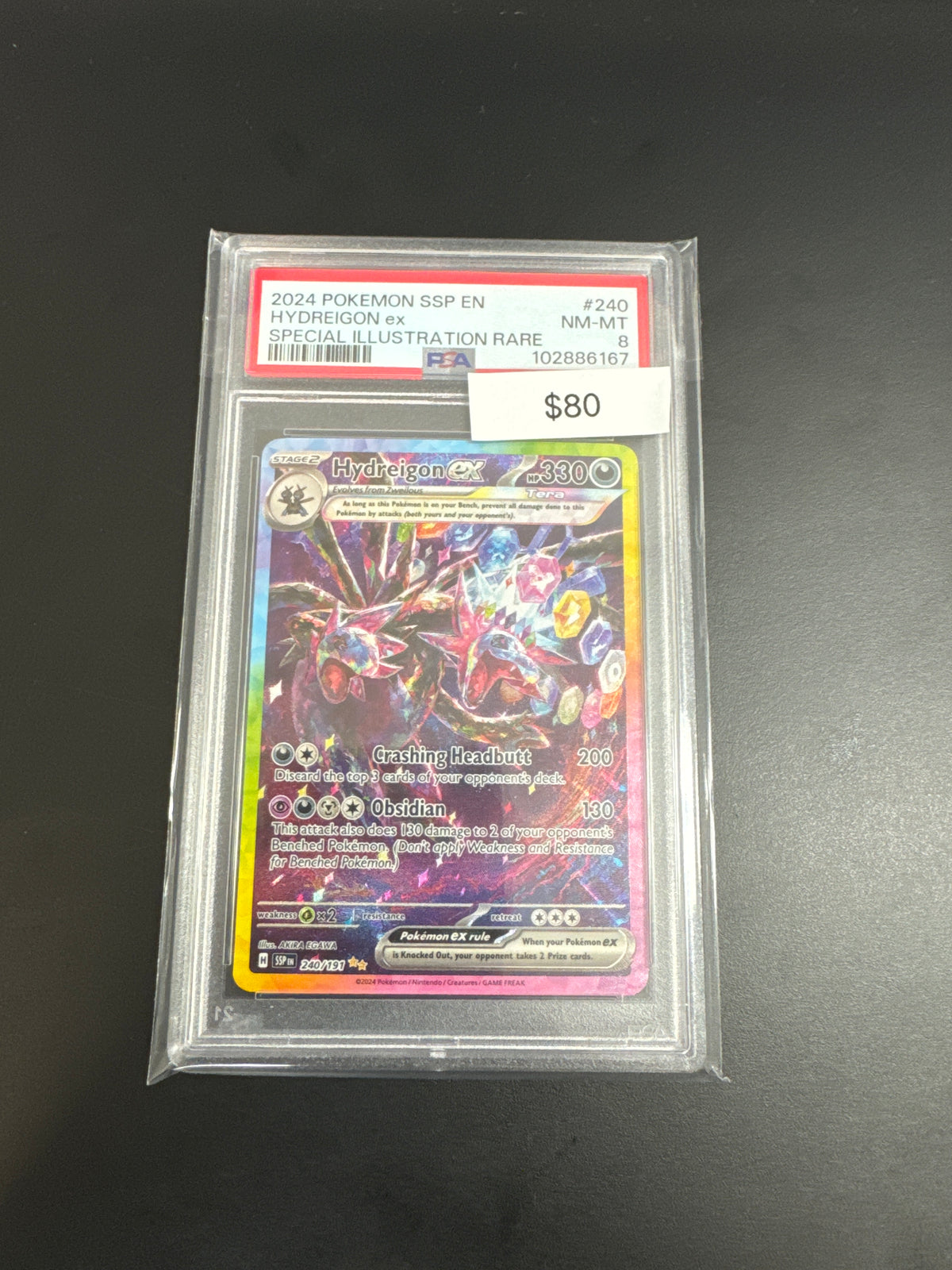 Pokémon Surging Sparks Hydreigon EX #240 PSA 8