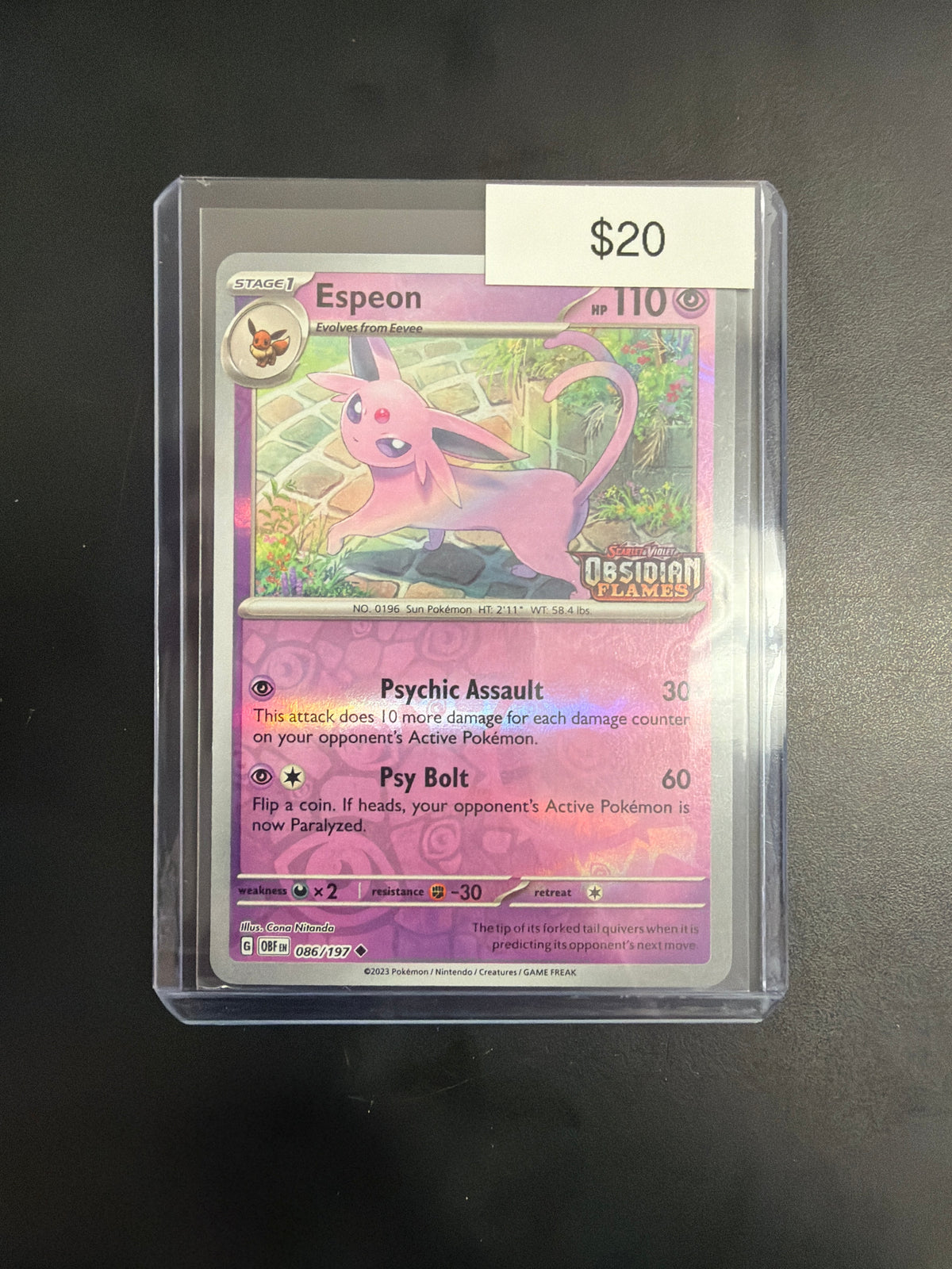 Pokemon Espeon Obsidian Flames Stamped 086/197