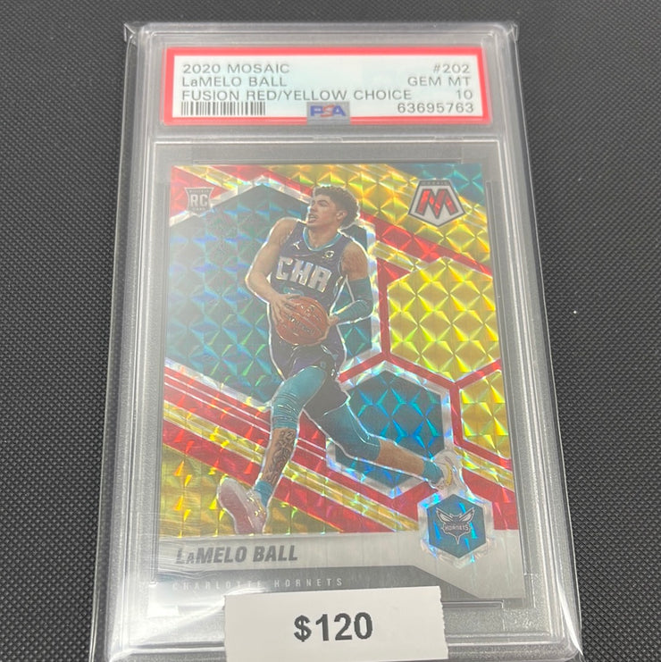 2020 Mosaic LaMelo Ball Fusion Red Yellow Choice Rookie PSA 10