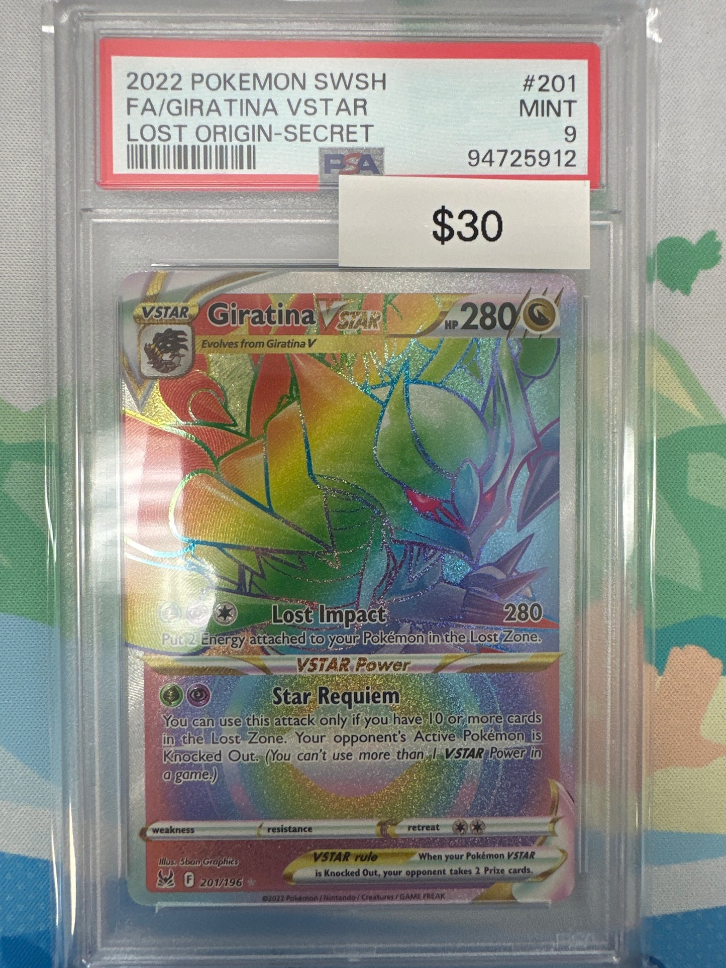 2022 Pokemon Lost Origin Giratina Vstar Secret #201 PSA 9