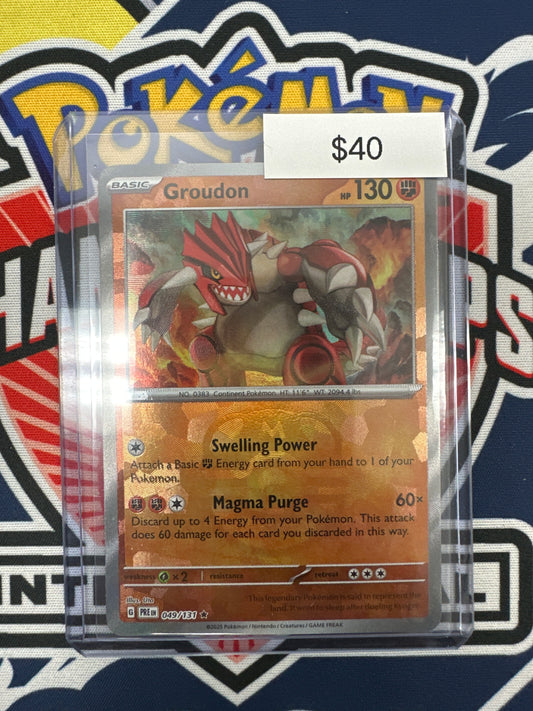 Pokemon Prismatic Evolutions Groudon Masterball Holo 049/131