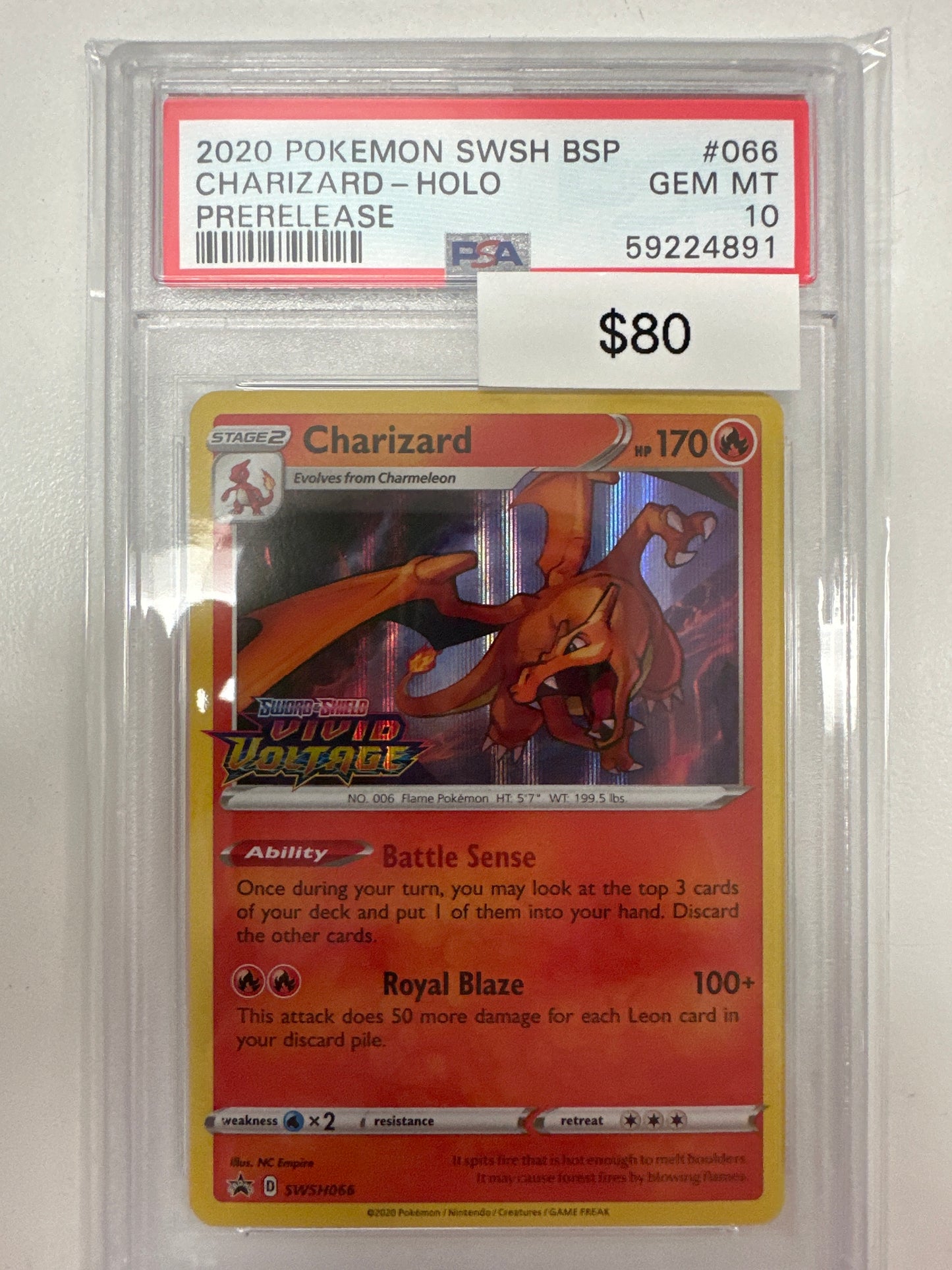 Pokemon Charizard Vivid Viltage Pre Release Promo SWSH066 PSA 10