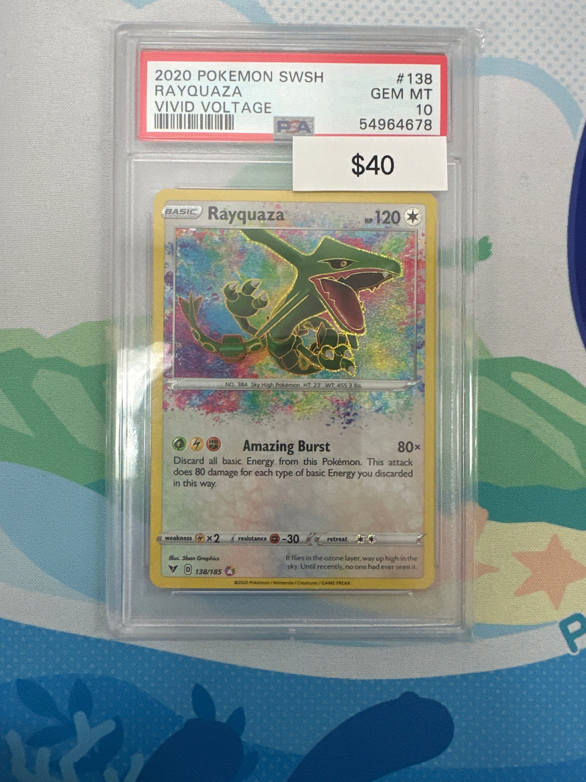 2020 Pokemon Vivid Voltage Rayquaza Amazing Rare #138 PSA 10