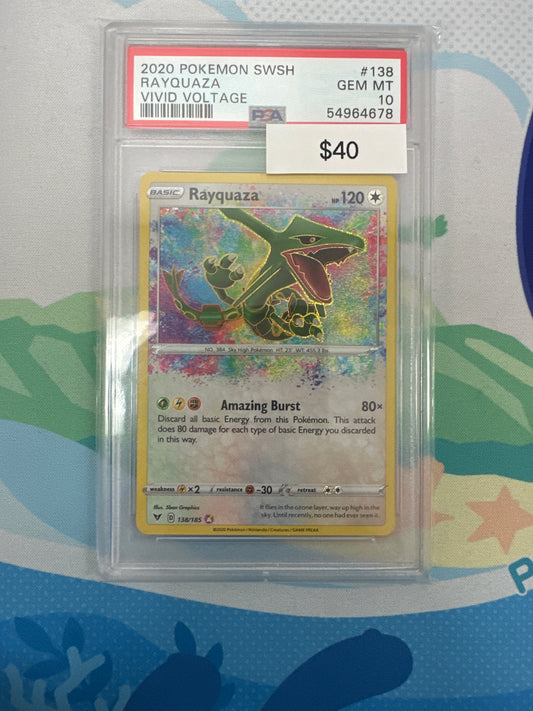 2020 Pokemon Vivid Voltage Rayquaza Amazing Rare #138 PSA 10