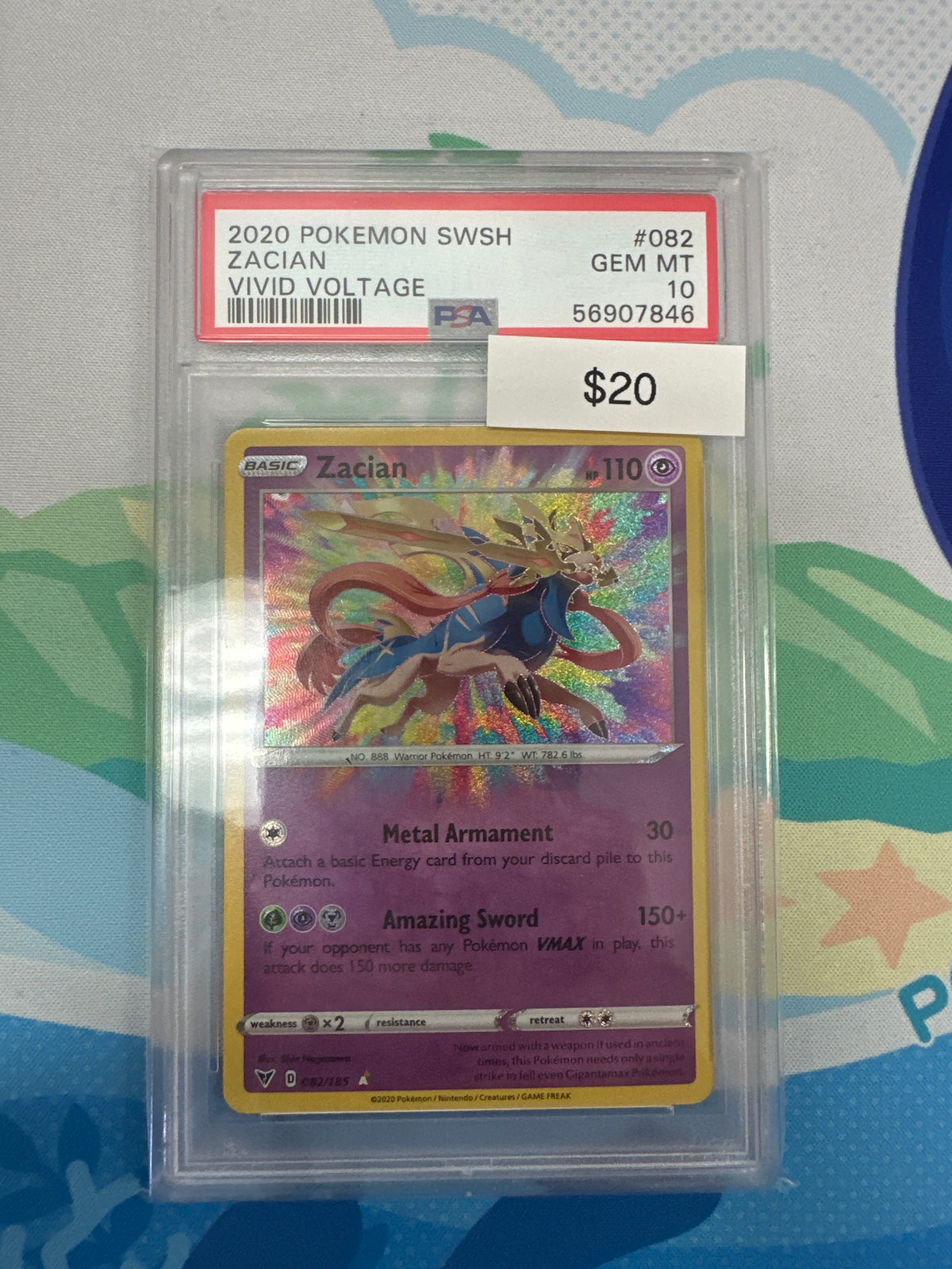 2020 Pokemon Vivid Voltage Zacian Amazing Rare #082 PSA 10