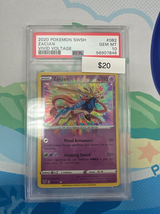 2020 Pokemon Vivid Voltage Zacian Amazing Rare #082 PSA 10