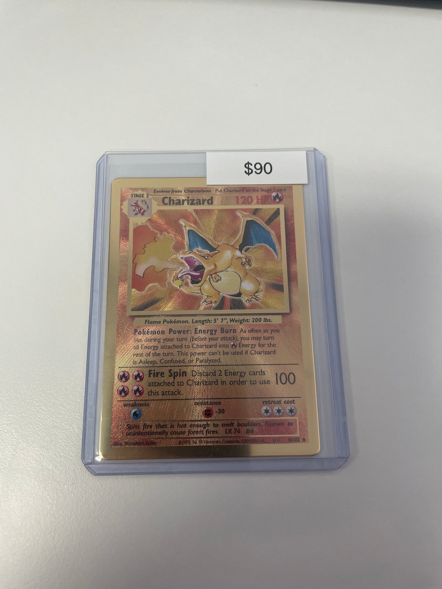 Pokemon Charizard Gold Metal Promo #4/102