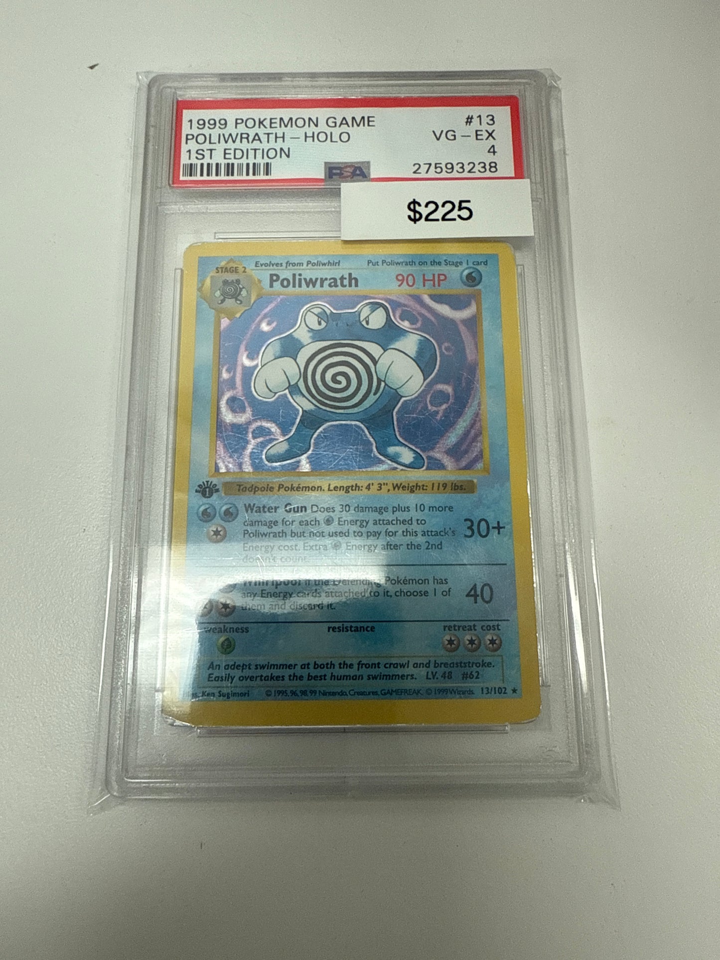 Pokemon Base Set Poliwrath Holo #13/102 1st Ed PSA 4
