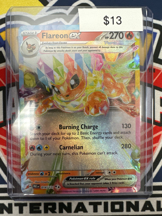 Pokemon Prismatic Evolutions Flareon ex Surprise Stamp 014/131