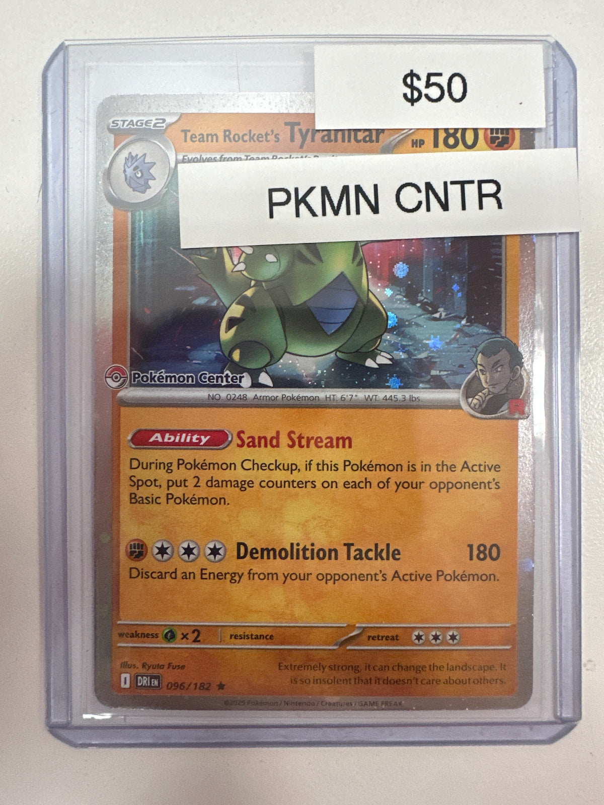 Pokemon Team Rocket’s Tyranitar Pokemon Center Stamped 096/182