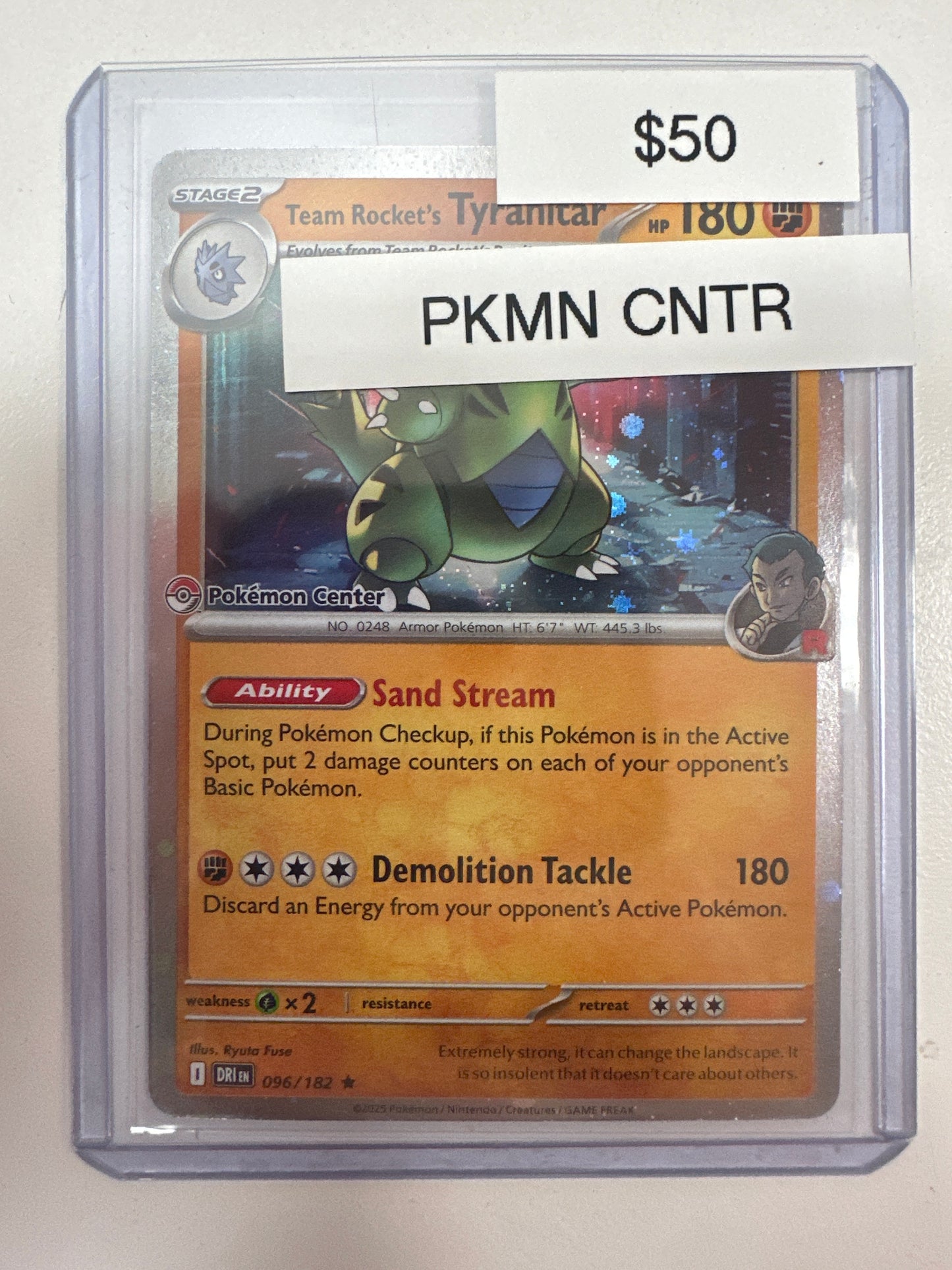 Pokemon Team Rocket’s Tyranitar Pokemon Center Stamped 096/182