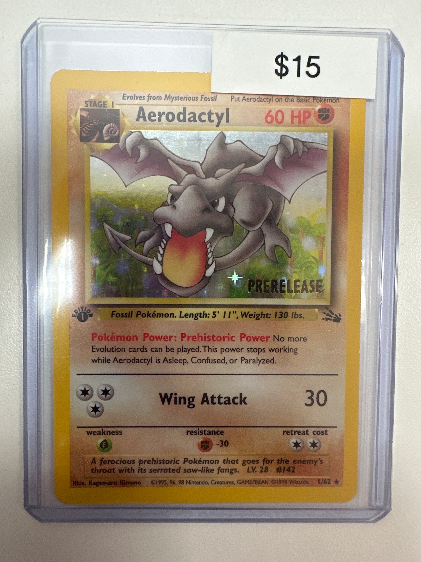 Pokemon Aerodactyl Prerelease Promo 1/62