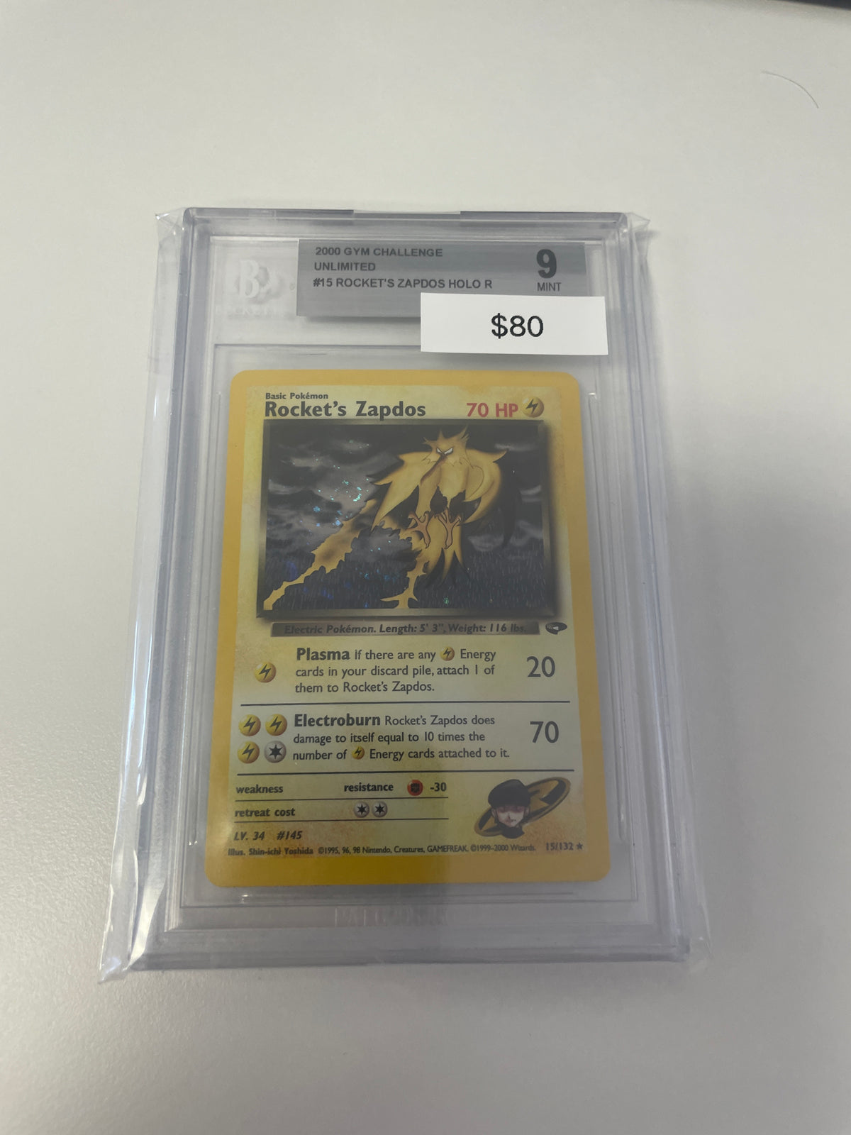 Gym Challenge Rocket’s Zapdos Holo #15/132 BGS 9