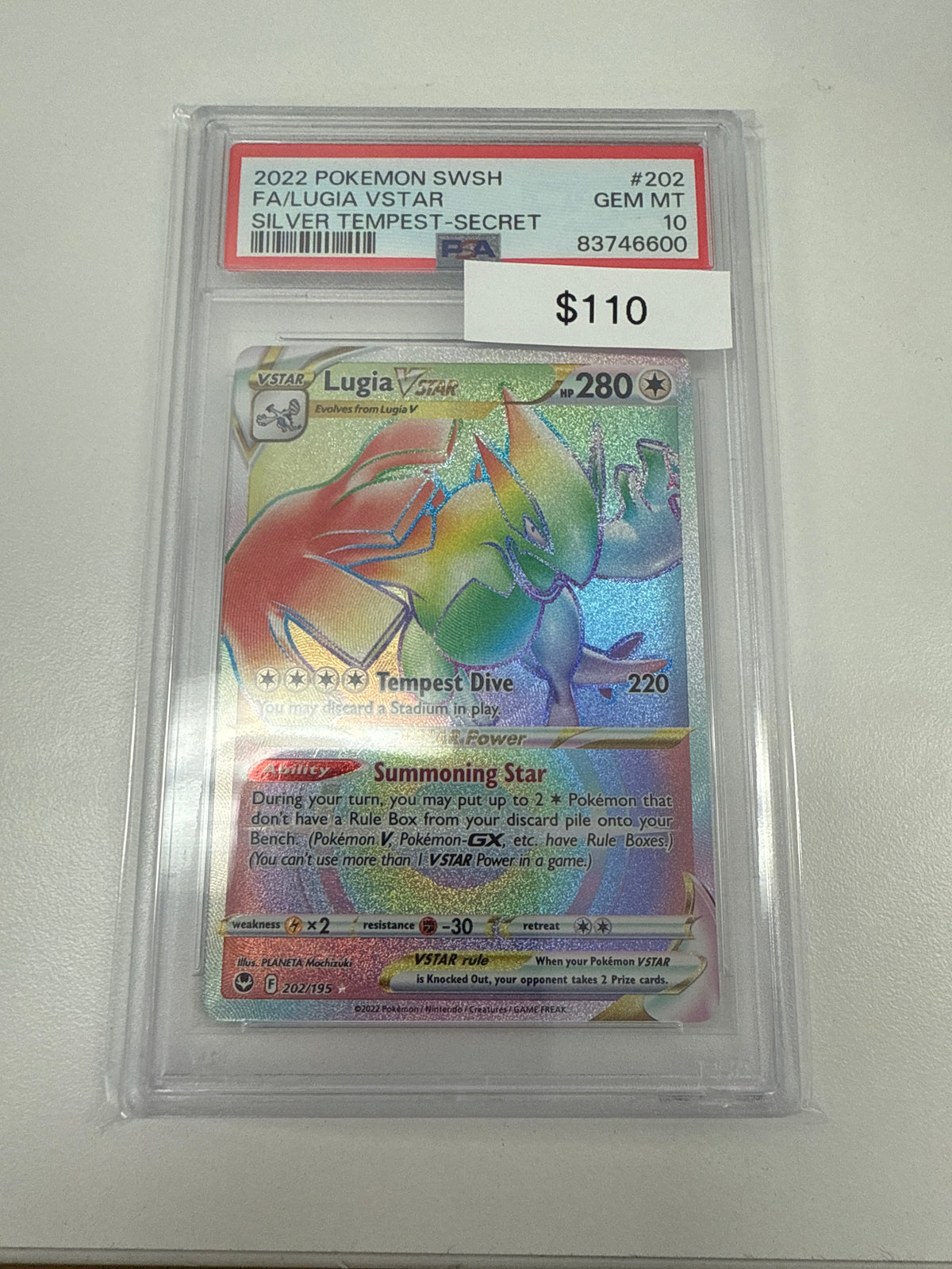 Pokemon Lugia Vstar Rainbow PSA 10 #202/195