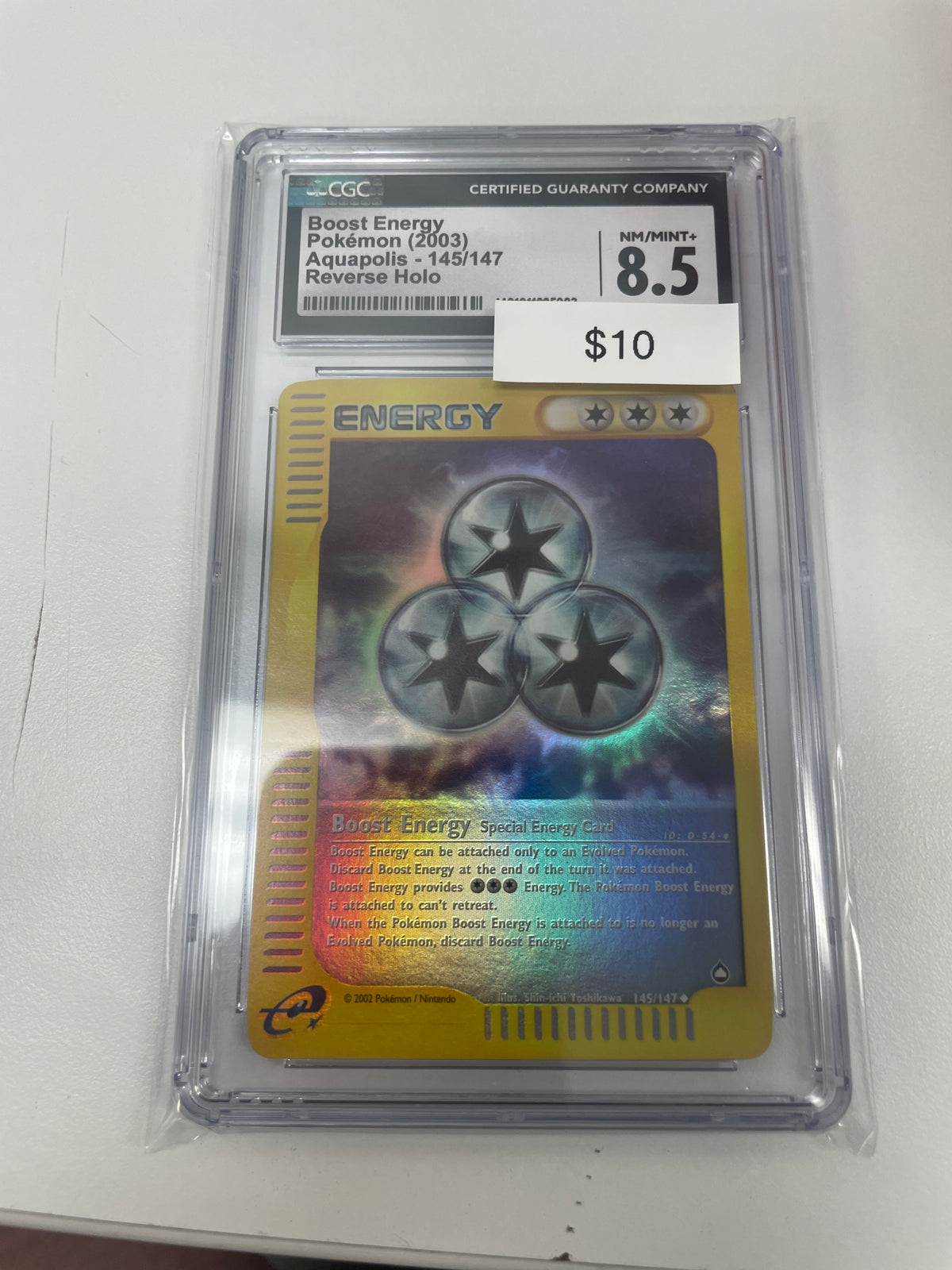 Pokemon Aquapolis Boost Energy Reverse Holo CGC 8.5