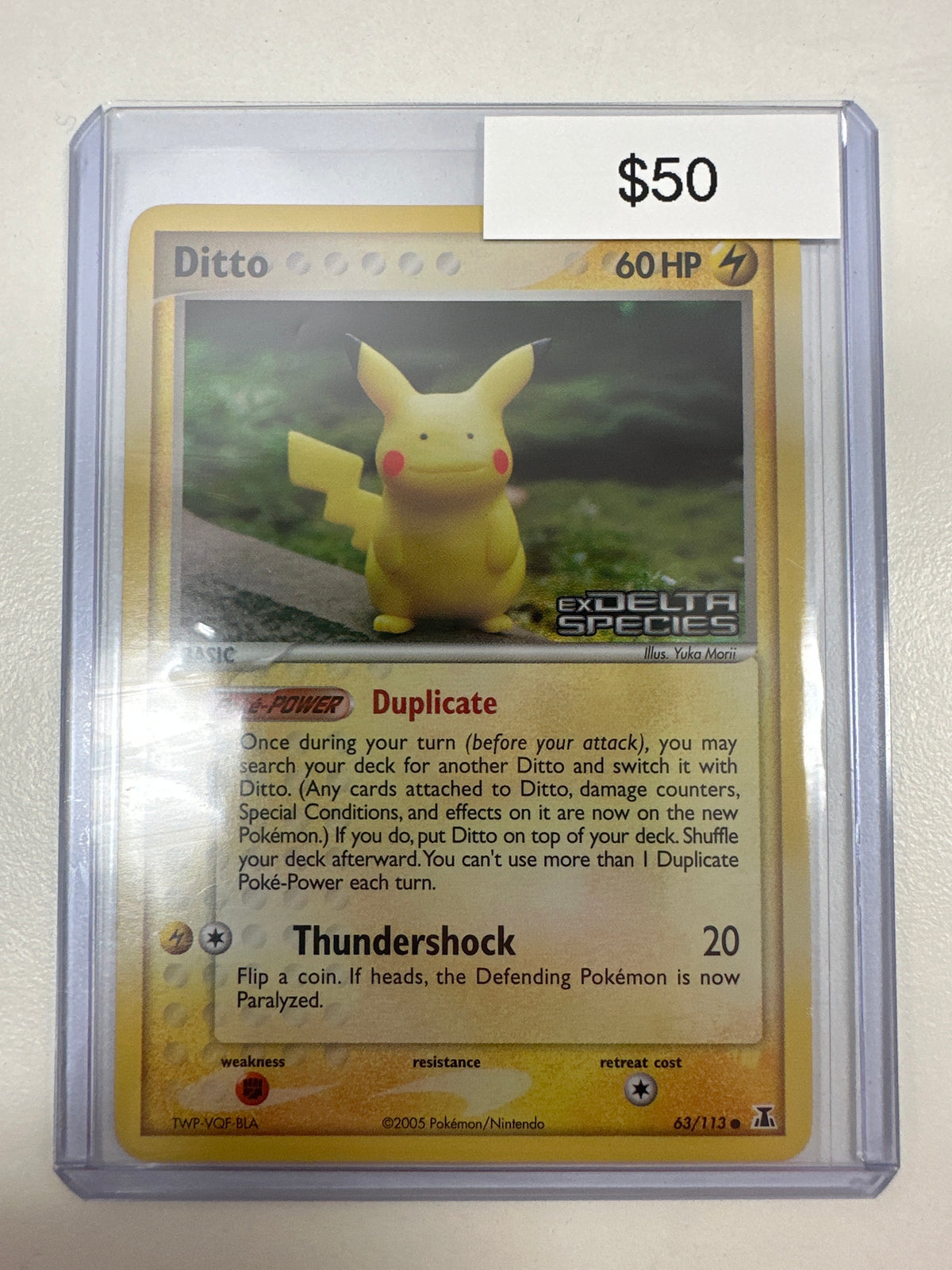 Pokemon Ditto Ex Delta Species (Pikachu)Reverse Holo 63/113 Grail Collectibles AZ Pokemon Ditto Ex Delta Species (Pikachu)Reverse Holo 63/113 Grail Collectibles AZ