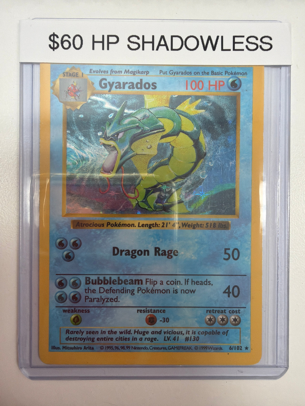 Pokemon Gyarados Shadowless 6/102 HP