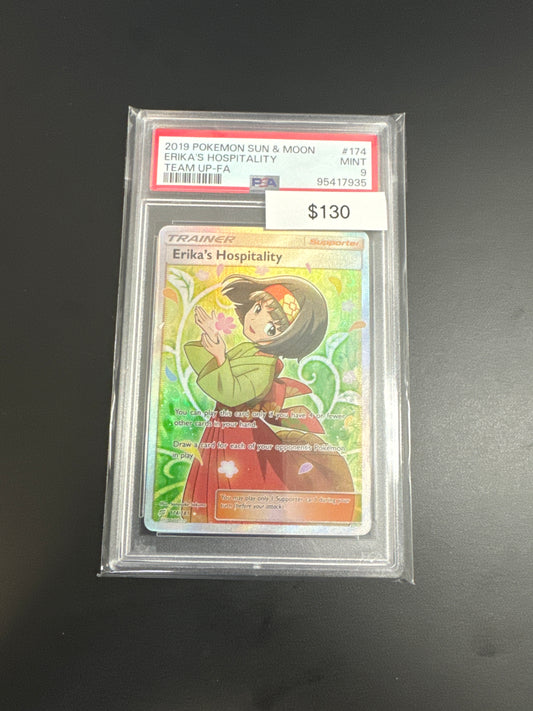 Pokémon Team Up Erika Hospitality #174 PSA 9