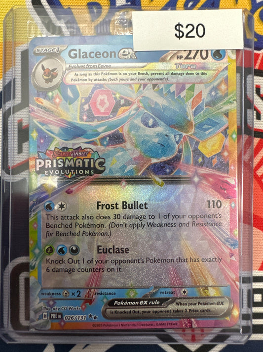 Pokemon Prismatic Evolutions Stamped Promo Glaceon ex 026/131
