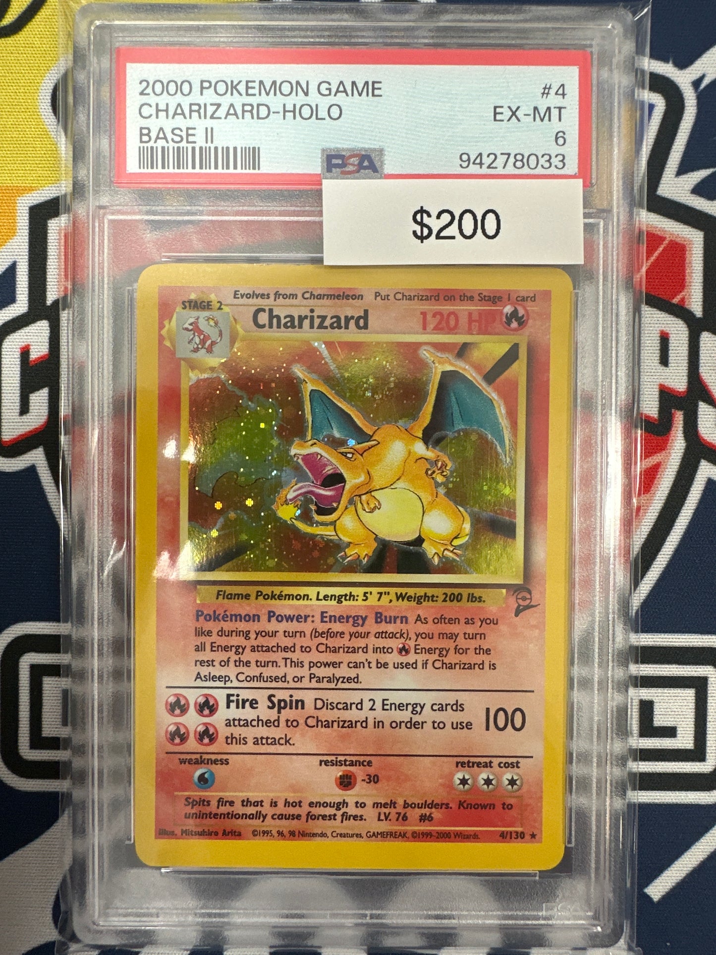 Pokemon Base Set 2 Charizard Holo PSA 6