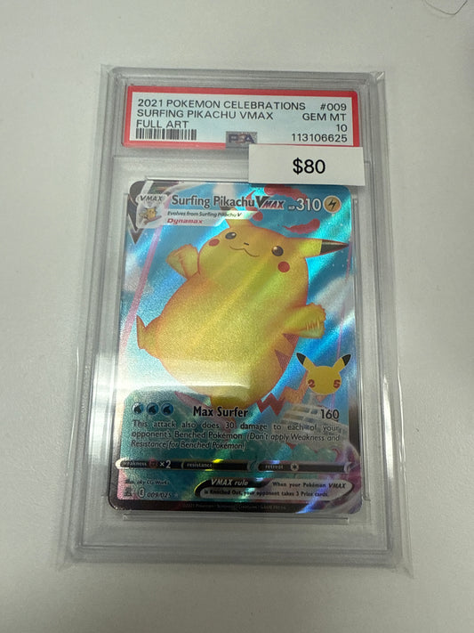 Pokemom Surfing Pikachu Vmax #009/025 PSA 10