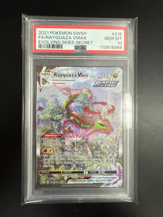 Pokémon Evolving Skies Rayquaza VMAX 218 PSA 10