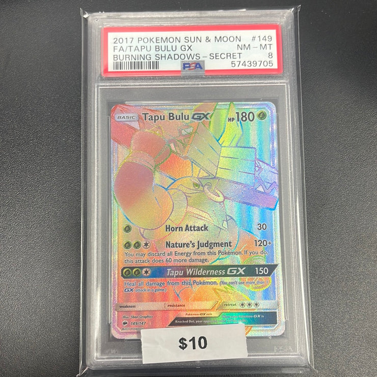 Pokémon Tapu Bulu GX Burning Shadows Secret 149/147 PSA 8