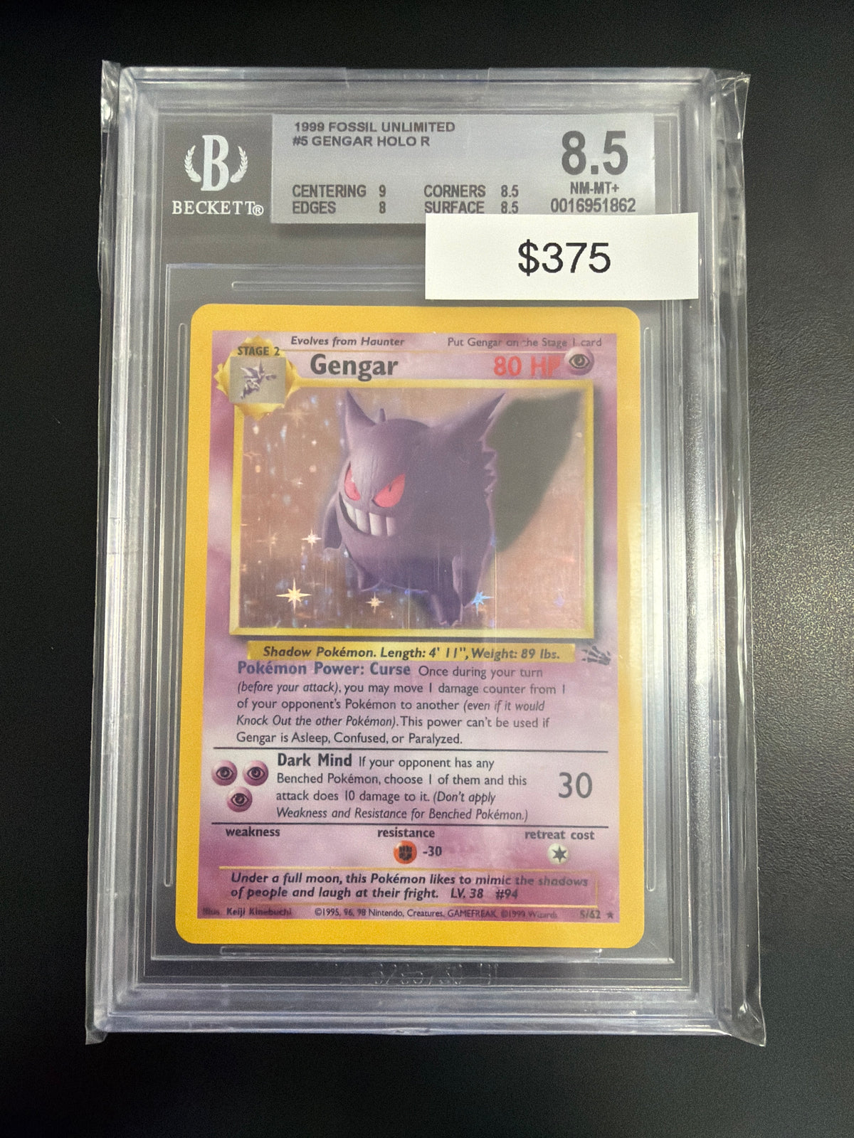 Pokemon Fossil Gengar #5/62 BGS 8.5