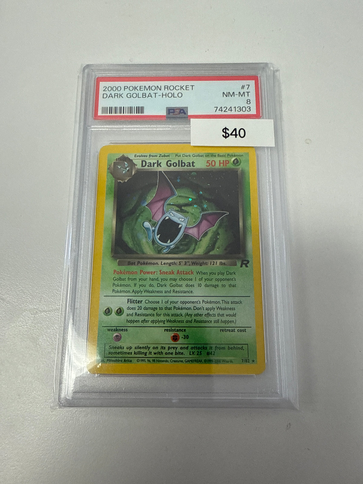 Pokemon Team Rocket Dark Golbat Holo #7/82 PSA 8