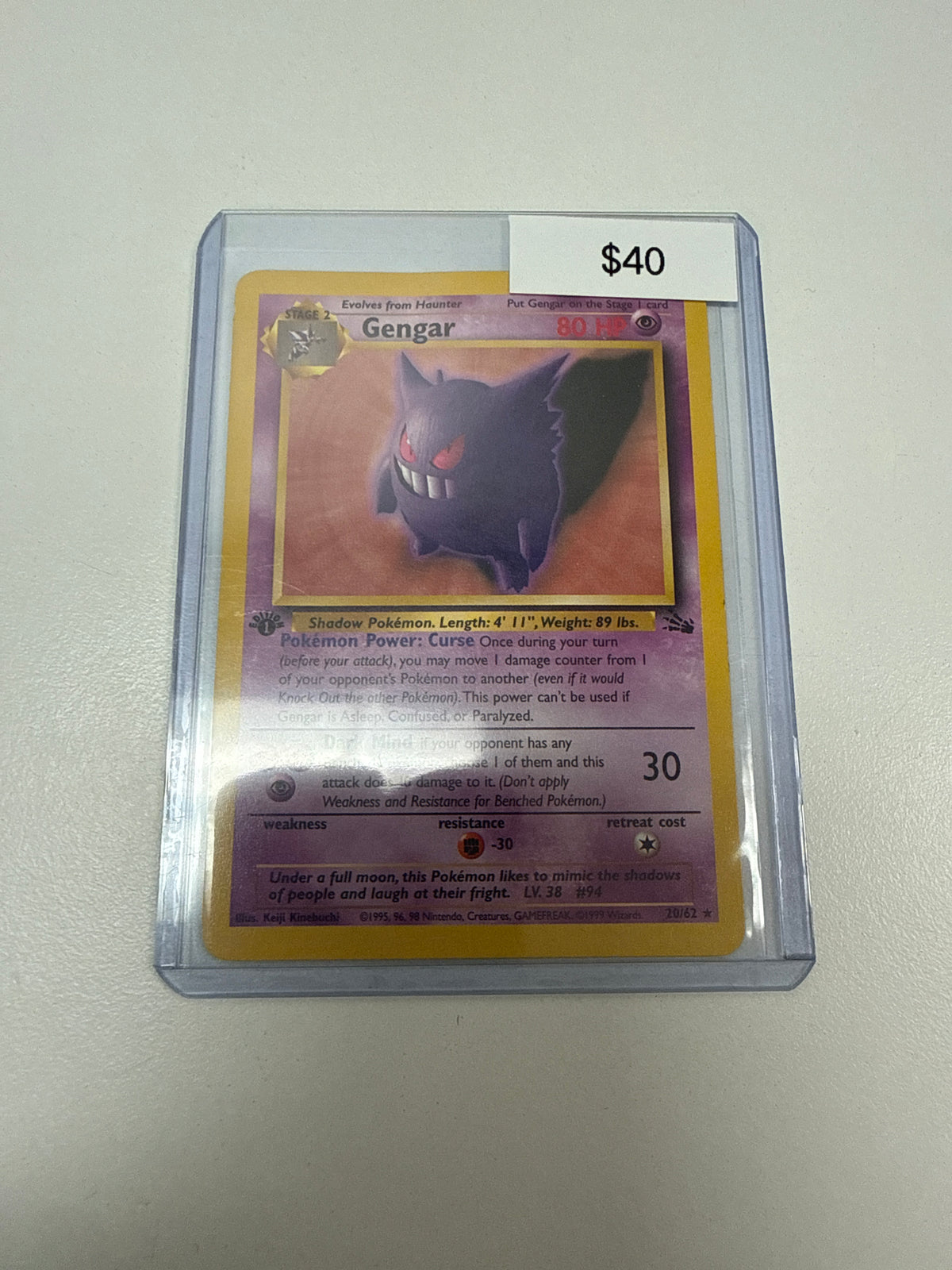 Pokémon 1st Ed. Fossil Gengar 20/62 Non-Holo
