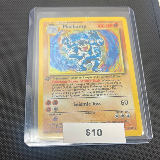 Pokémon Machamp Base Set 1st Edition Holo 8/102